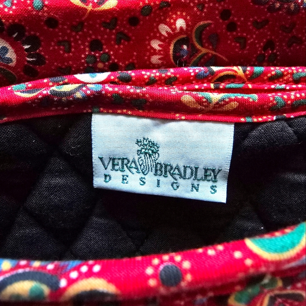 Vintage Vera Bradley Red Quilted Pattern Crossbody Purse Shoulder Bag - Picture 11 of 12